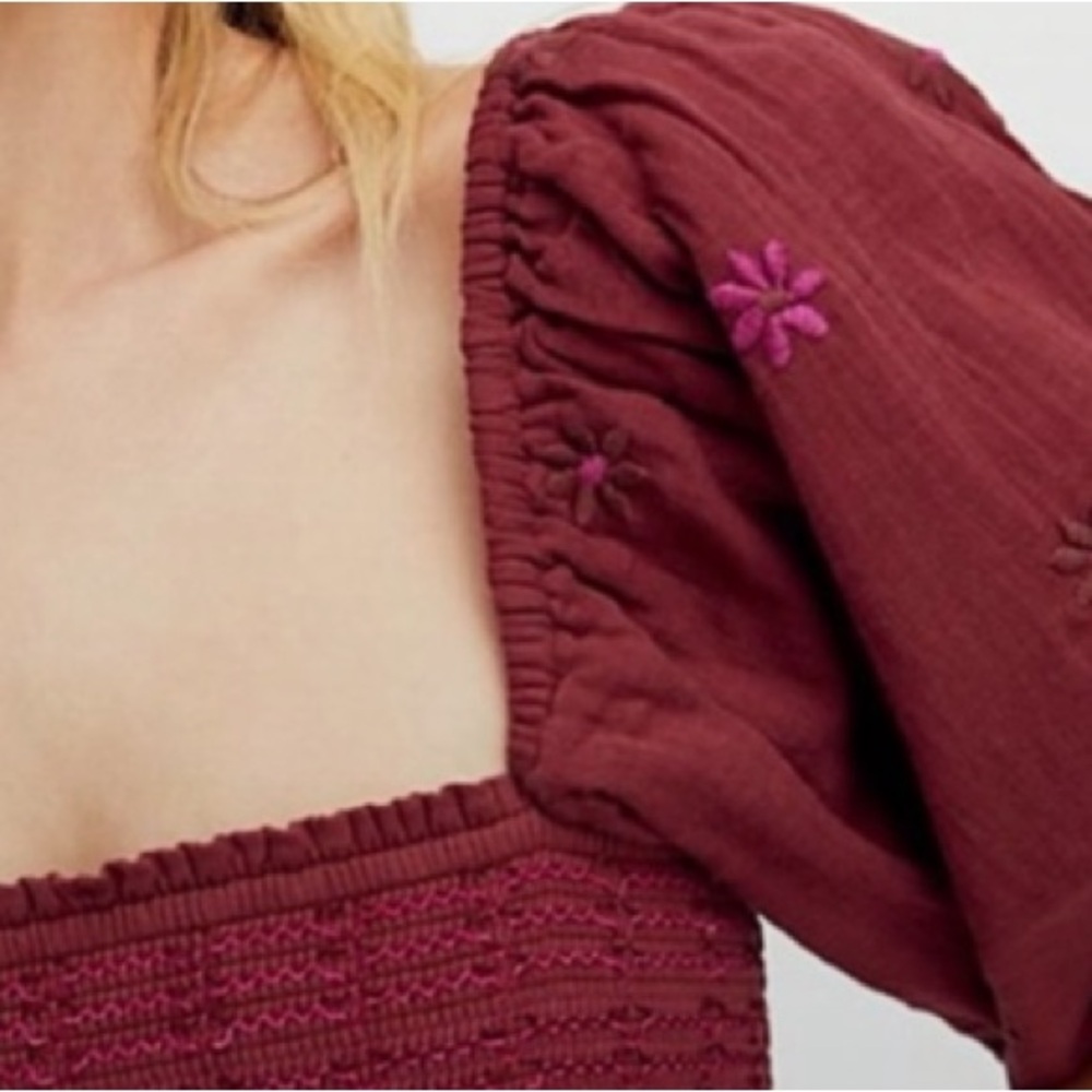 Free People Dahlia Embroidered Maxi Dress in Sweet Raisin size M - Picture 2 of 10